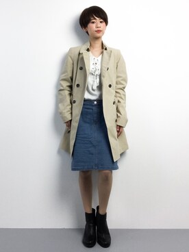 「BENETTON (UNITED COLORS OF BENETTON)（ベネトンユナイテッドカラーズオブベネトン）のアイテム（トレンチコート）」を使った、yukiさん（レディース・152cm）の冬コーディネート