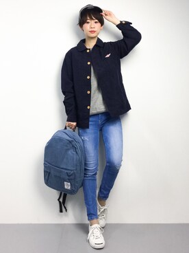 「atmos/atmos girls（アトモスアトモスガール）のSPRUCE ワークリュック（バックパック/リュック）」を使った、yukiさん（レディース・152cm）の春コーディネート