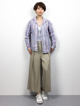「HILFIGER DENIM（ヒルフィガーデニム）のアイテム（Tシャツ/カットソー）」を使った、yukiさん（レディース・152cm）の春コーディネート