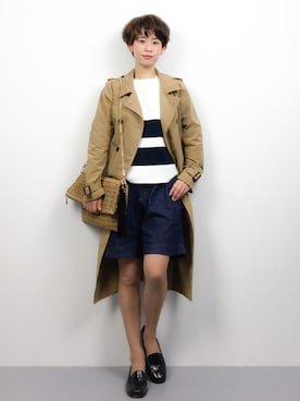 「マリン」｜「アイテム（トレンチコート）」を使った、yukiさん（レディース・152cm）の春コーディネート
