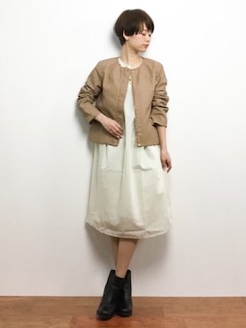 「TIENS ecoute（ティアンエクート）のアイテム（ジャケット/アウター）」を使った、yukiさん（レディース・152cm）の春コーディネート
