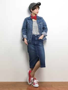 「A.P.C.（アーペーセー）のアイテム（ジャケット/アウター）」を使った、yukiさん（レディース・152cm）の春コーディネート