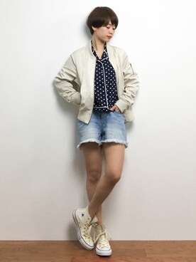 「TIENS ecoute（ティアンエクート）のアイテム（ジャケット/アウター）」を使った、yukiさん（レディース・152cm）の春コーディネート