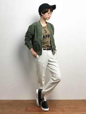 「URBAN RESEARCH（アーバンリサーチ）のアイテム（MA-1）」を使った、yukiさん（レディース・152cm）の春コーディネート