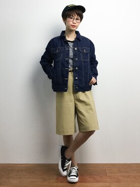 「RAY CASSIN（レイカズン）のアイテム（デニムジャケット）」を使った、yukiさん（レディース・152cm）の春コーディネート