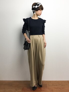 「FRAY I.D（フレイアイディー）のアイテム（クラッチバッグ）」を使った、yukiさん（レディース・152cm）の春コーディネート