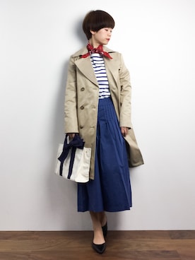 「COMME CA ISM（コムサイズム）のアイテム（トレンチコート）」を使った、yukiさん（レディース・152cm）の春コーディネート