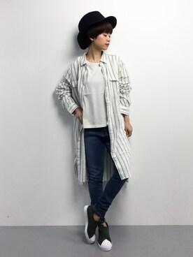 「Right-on（ライトオン）のアイテム（シャツワンピース）」を使った、yukiさん（レディース・152cm）の春コーディネート