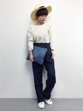 「ペーパーハット」｜「アイテム（チュニック）」を使った、yukiさん（レディース・152cm）の春コーディネート