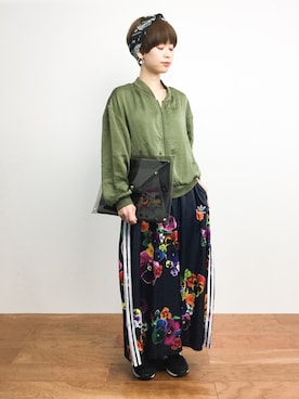 「バンダナ」｜「アイテム（MA-1）」を使った、yukiさん（レディース・152cm）の春コーディネート