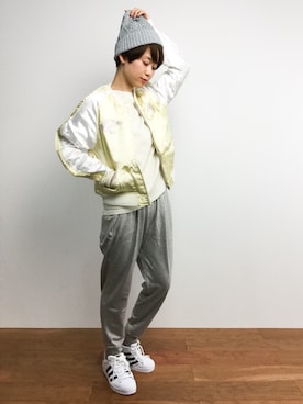 「ママファッション」｜「アイテム（スタジャン）」を使った、yukiさん（レディース・152cm）の春コーディネート