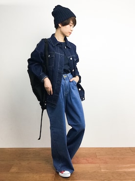 「COLONY 2139（コロニートゥーワンスリーナイン）のアイテム（デニムジャケット）」を使った、yukiさん（レディース・152cm）の春コーディネート