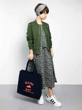 「green label relaxing（グリーンレーベルリラクシング）のアイテム（MA-1）」を使った、yukiさん（レディース・152cm）の春コーディネート