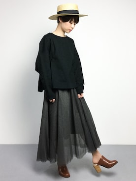 「Ameri（アメリ）のアイテム（スカート）」を使った、yukiさん（レディース・152cm）の春コーディネート