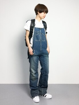 「Johnbull Private labo（ジョンブルプライベートラボ）のアイテム（オールインワン・サロペット）」を使った、yukiさん（レディース・152cm）の春コーディネート