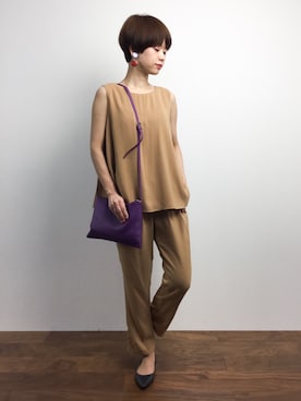 「アイテム（つなぎ/オールインワン、ベージュ系）」を使った、yukiさん（レディース・152cm）の春コーディネート