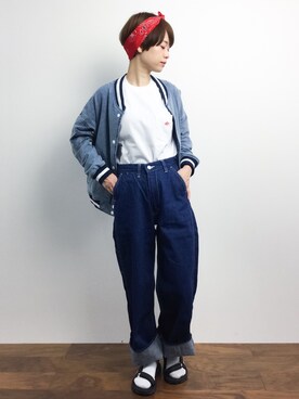 「ママファッション」｜「アイテム（スタジャン）」を使った、yukiさん（レディース・152cm）の春コーディネート