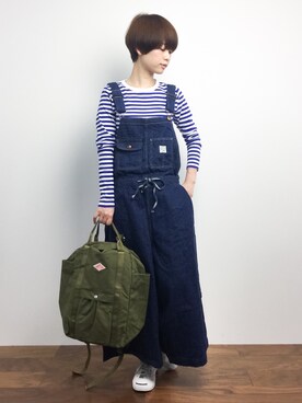 「キュロット」｜「アイテム（サロペット/オーバーオール）」を使った、yukiさん（レディース・152cm）の春コーディネート