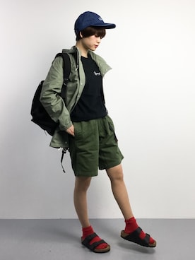 「バーベキュー」｜「アイテム（その他アウター）」を使った、yukiさん（レディース・152cm）の春コーディネート