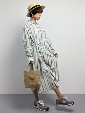 「152cm」｜「アイテム（シャツワンピース）」を使った、yukiさん（レディース・152cm）の春コーディネート
