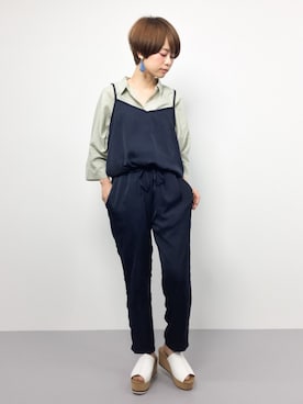 「152cm」｜「アイテム（サロペット/オーバーオール）」を使った、yukiさん（レディース・152cm）の春コーディネート