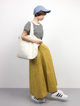 「note et silence （ノートエシロンス）のアイテム（スカート）」を使った、yukiさん（レディース・152cm）の夏コーディネート