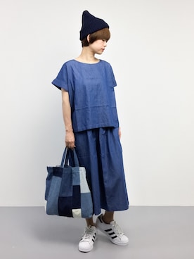 「ニットキャップ」｜「アイテム（セットアップ）」を使った、yukiさん（レディース・152cm）の夏コーディネート