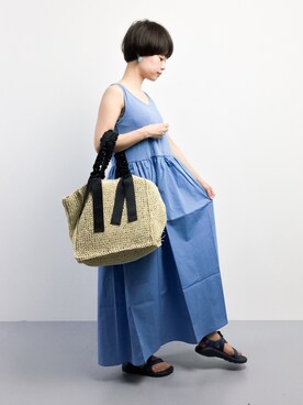 「cache cache（カシュ カシュ）のアイテム（かごバッグ）」を使った、yukiさん（レディース・152cm）の夏コーディネート