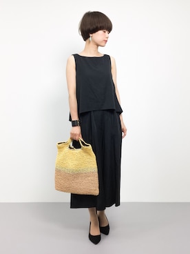 「cache cache（カシュ カシュ）のアイテム（かごバッグ）」を使った、yukiさん（レディース・152cm）の夏コーディネート