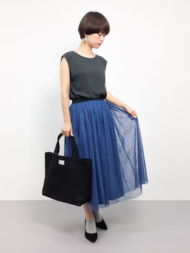 「chambre de charme（シャンブルドゥシャーム）のアイテム（スカート）」を使った、yukiさん（レディース・152cm）の夏コーディネート