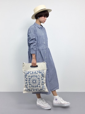「オールスター」｜「アイテム（シャツワンピース）」を使った、yukiさん（レディース・152cm）の夏コーディネート