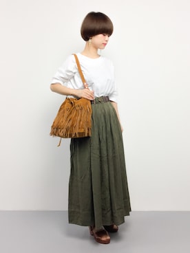 「Ameri（アメリ）のアイテム（Tシャツ/カットソー）」を使った、yukiさん（レディース・152cm）の夏コーディネート