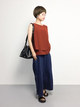 「RANAN（ラナン）のアイテム（バッグ）」を使った、yukiさん（レディース・152cm）の夏コーディネート