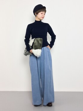 「ファークラッチ」｜「アイテム（キャスケット）」を使った、yukiさん（レディース・152cm）の秋コーディネート