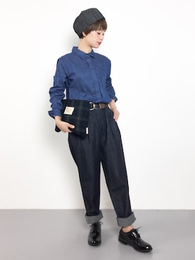 「ドレスシューズ」｜「アイテム（つなぎ/オールインワン）」を使った、yukiさん（レディース・152cm）の秋コーディネート