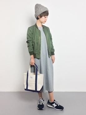「green label relaxing（グリーンレーベルリラクシング）のアイテム（MA-1）」を使った、yukiさん（レディース・152cm）の秋コーディネート