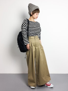 「JEANASIS（ジーナシス）のアイテム（チノパンツ）」を使った、yukiさん（レディース・152cm）の秋コーディネート