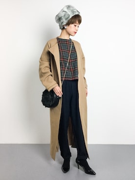 「ぺプラムトップス」｜「アイテム（その他アウター）」を使った、yukiさん（レディース・152cm）の秋コーディネート