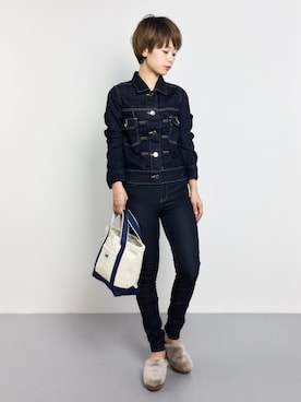 「STUDIOUS（ステュディオス）のアイテム（デニムジャケット）」を使った、yukiさん（レディース・152cm）の秋コーディネート