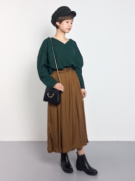 「スカーチョ」｜「アイテム（キャスケット）」を使った、yukiさん（レディース・152cm）の秋コーディネート