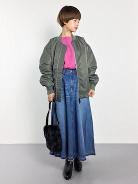 「JOURNAL STANDARD relume（ジャーナルスタンダード　レリューム）のアイテム（MA-1）」を使った、yukiさん（レディース・152cm）の秋コーディネート