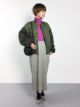 「ラベンダー」｜「アイテム（MA-1）」を使った、yukiさん（レディース・152cm）の秋コーディネート