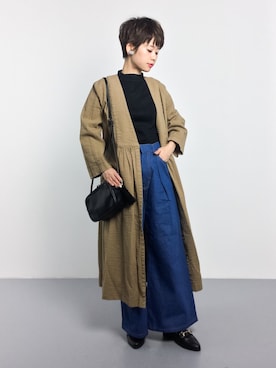 「l'atelier du savon（アトリエドサボン）のアイテム（その他アウター）」を使った、yukiさん（レディース・152cm）の秋コーディネート