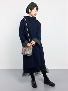 「PLAIN CLOTHING（プレーンクロージング）のアイテム（ハンチング/ベレー帽）」を使った、yukiさん（レディース・152cm）の秋コーディネート