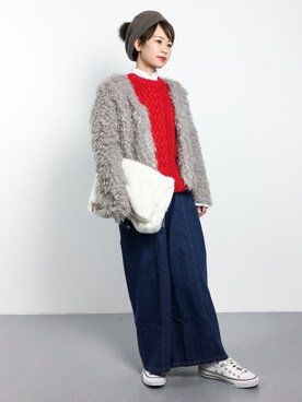 「Cheek（チーク）のアイテム（その他アウター）」を使った、yukiさん（レディース・152cm）の冬コーディネート