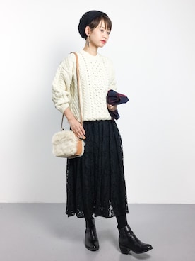 「coca（coca）（コカ）のアイテム（帽子）」を使った、yukiさん（レディース・152cm）の冬コーディネート