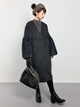 「select MOCA（セレクトモカ）のアイテム（ノーカラージャケット）」を使った、yukiさん（レディース・152cm）の冬コーディネート