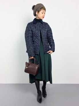 「LAVENHAM（ラベンハム）のアイテム（その他アウター）」を使った、yukiさん（レディース・152cm）の冬コーディネート