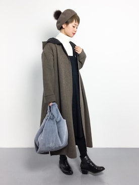 「コーディガン」｜「アイテム（ノーカラージャケット）」を使った、yukiさん（レディース・152cm）の冬コーディネート