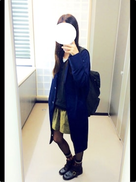 「ロングニット」｜「アイテム（その他アウター）」を使った、yUCHIさん（レディース・160cm）の秋コーディネート